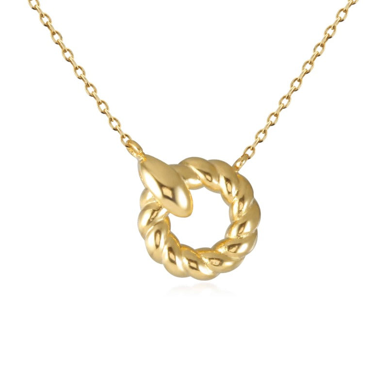 Circle Twisted Rope Round Pendant Necklace