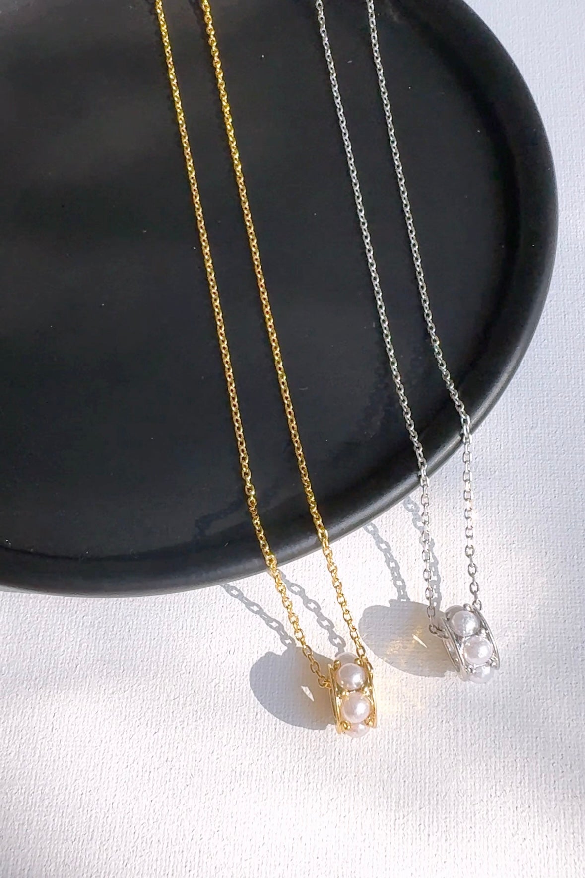 Pearl Cylinder Pendant Necklace