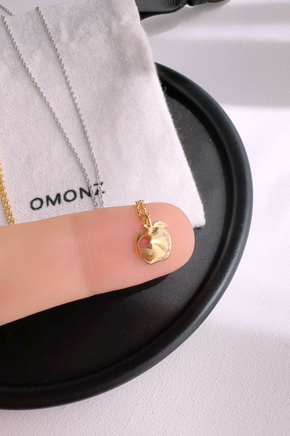 Tiny Apple Bite CZ Necklace