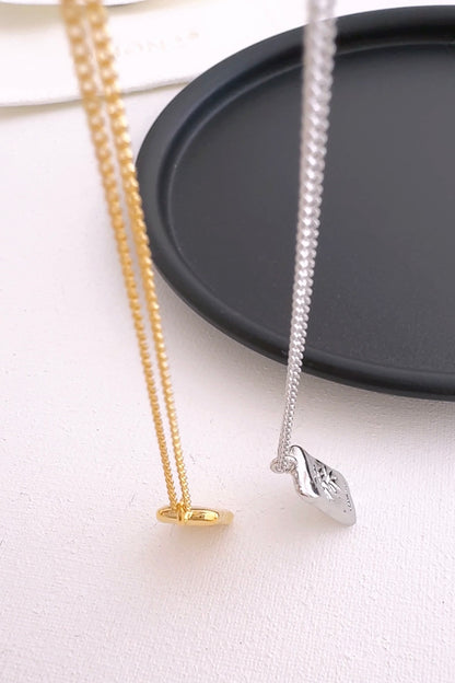 Rectangle Palm Tree Engraved Pendant Necklace