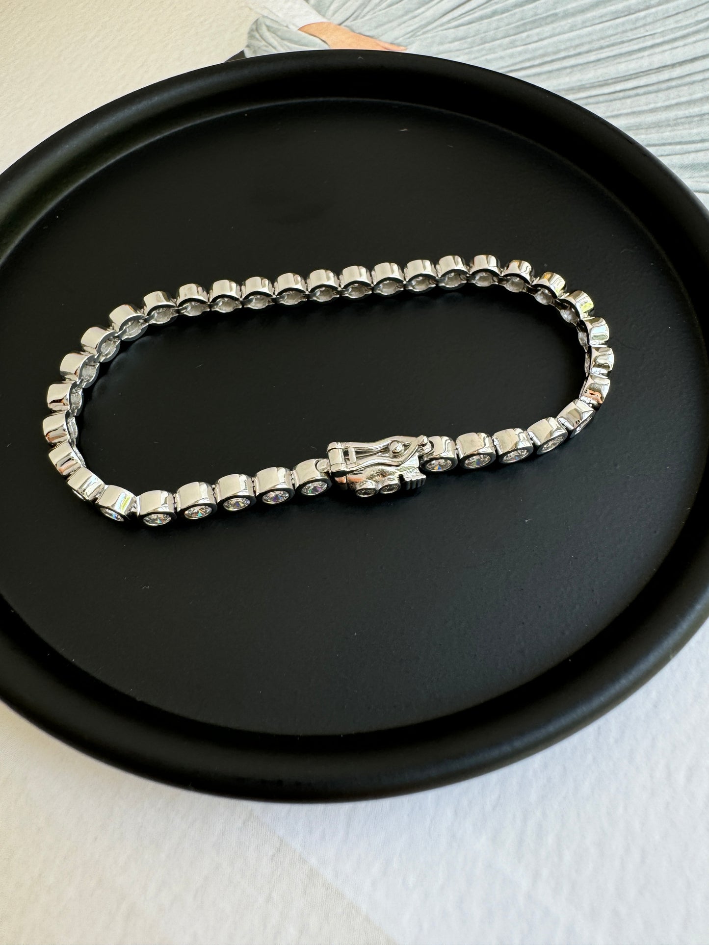 Tennis Bracelet Solid Bezel Cubic Zirconia