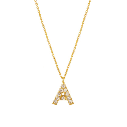 Tiny Initial Cubic Zirconia Pendant Necklace