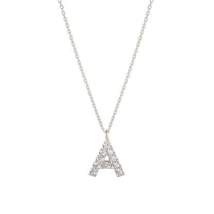 Tiny Initial Cubic Zirconia Pendant Necklace