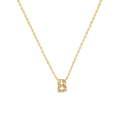 Tiny Initial Cubic Zirconia Pendant Necklace