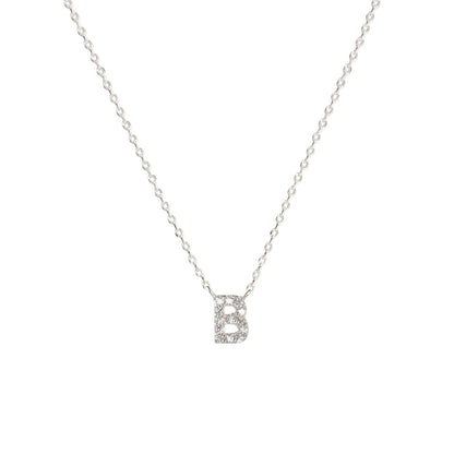 Tiny Initial Cubic Zirconia Pendant Necklace