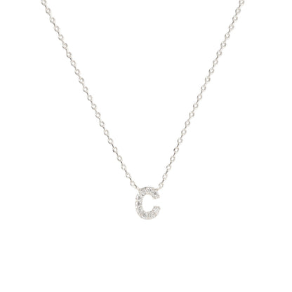 Tiny Initial Cubic Zirconia Pendant Necklace
