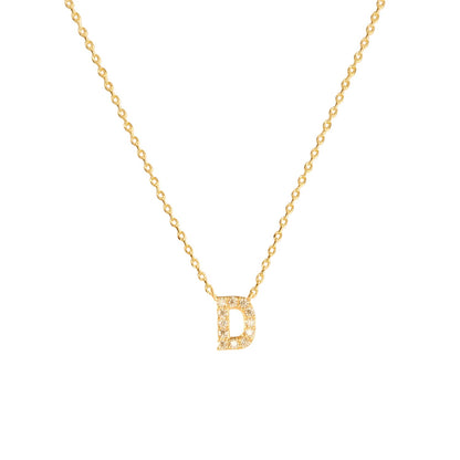 Tiny Initial Cubic Zirconia Pendant Necklace