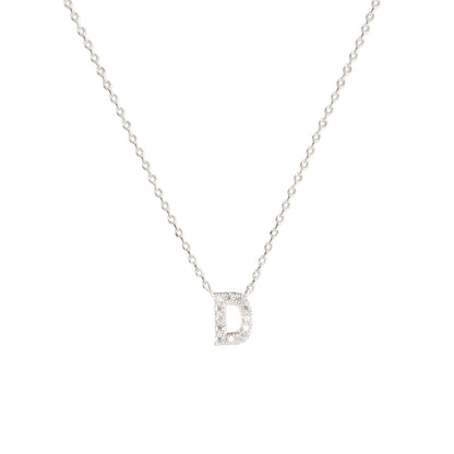 Tiny Initial Cubic Zirconia Pendant Necklace