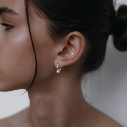 Mini Hoops with Cubic Zirconia Stud Earrings