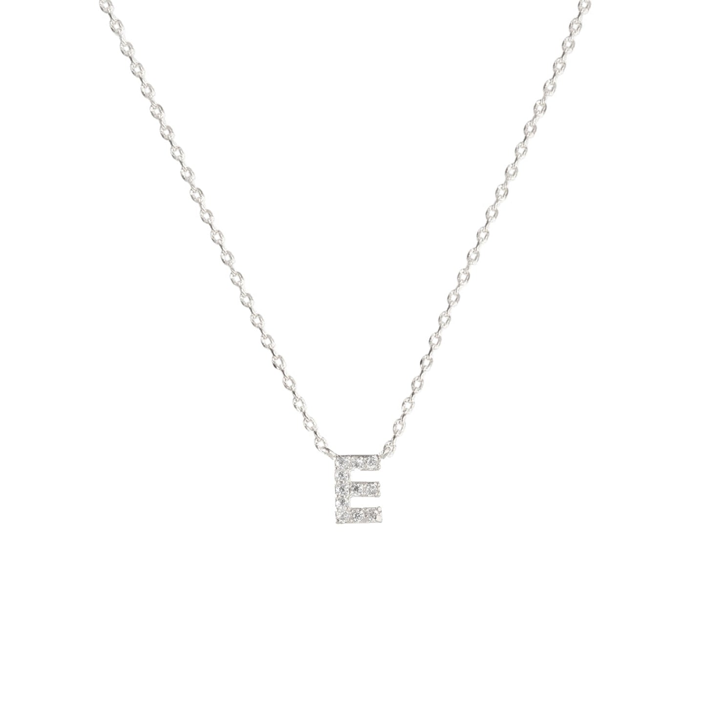 Tiny Initial Cubic Zirconia Pendant Necklace