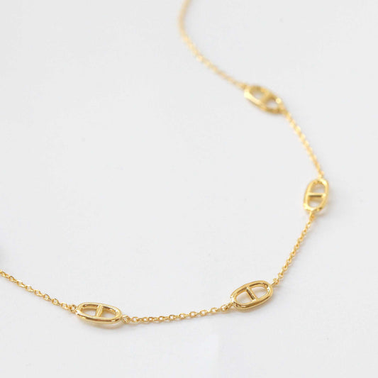 Pig Nose Station Chain Necklace Gold Silver