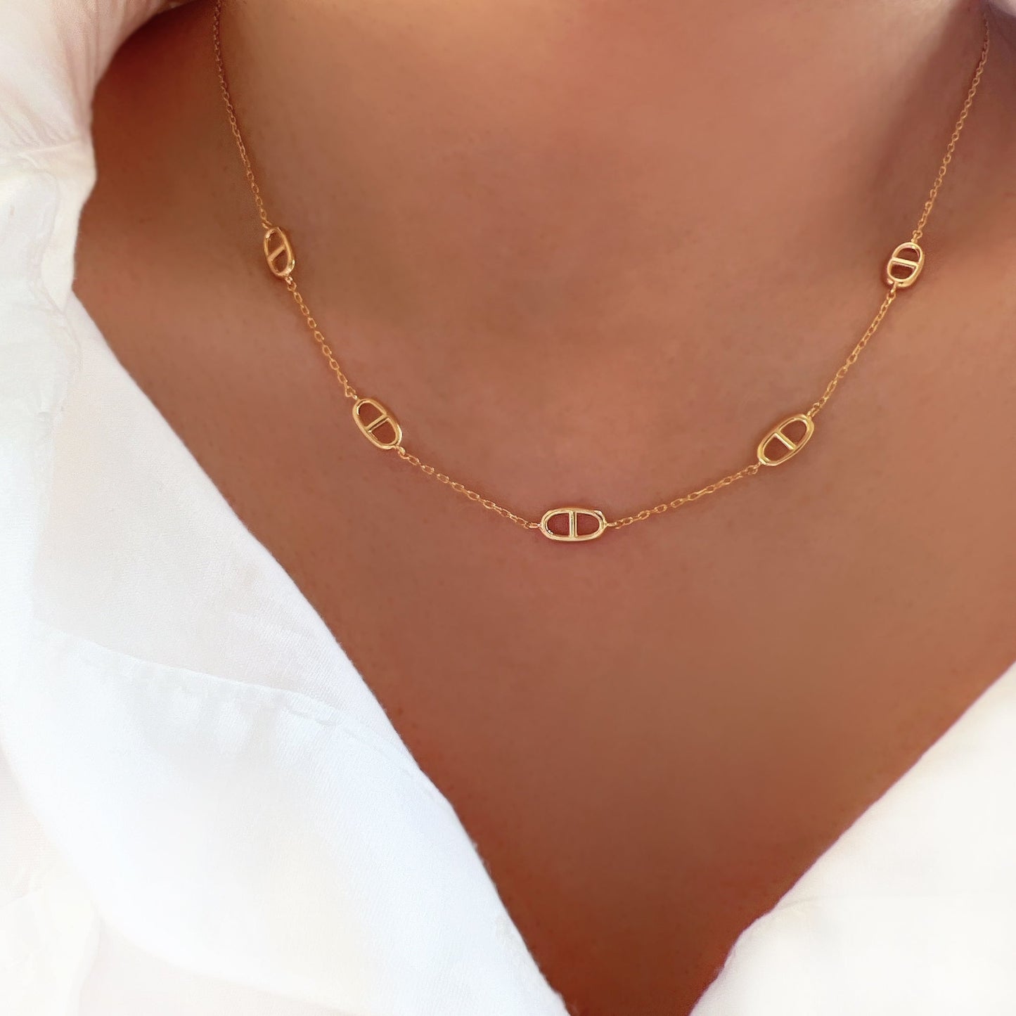 Pig Nose Station Chain Necklace Gold Silver