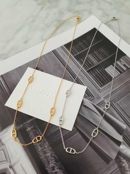 Pig Nose Station Chain Necklace Gold Silver