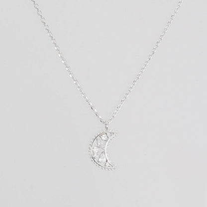 Crescent Moon Necklace Cubic Zirconia CZ Stone