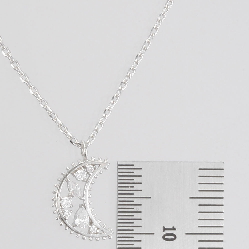 Crescent Moon Necklace Cubic Zirconia CZ Stone