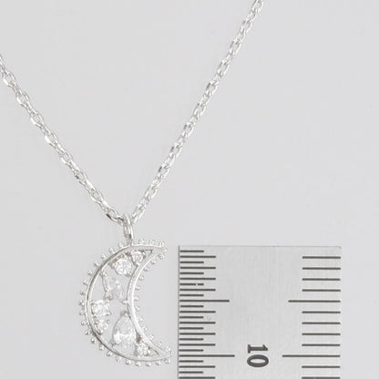 Crescent Moon Necklace Cubic Zirconia CZ Stone