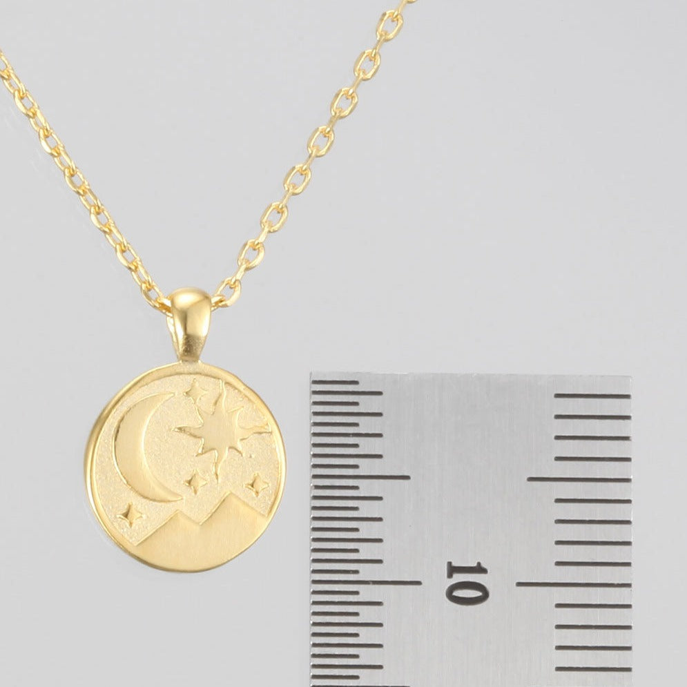 Tiny Crescent Moon Star Charm Necklace