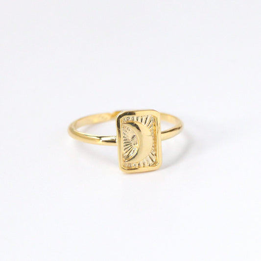 Crescent Moon Square Ring