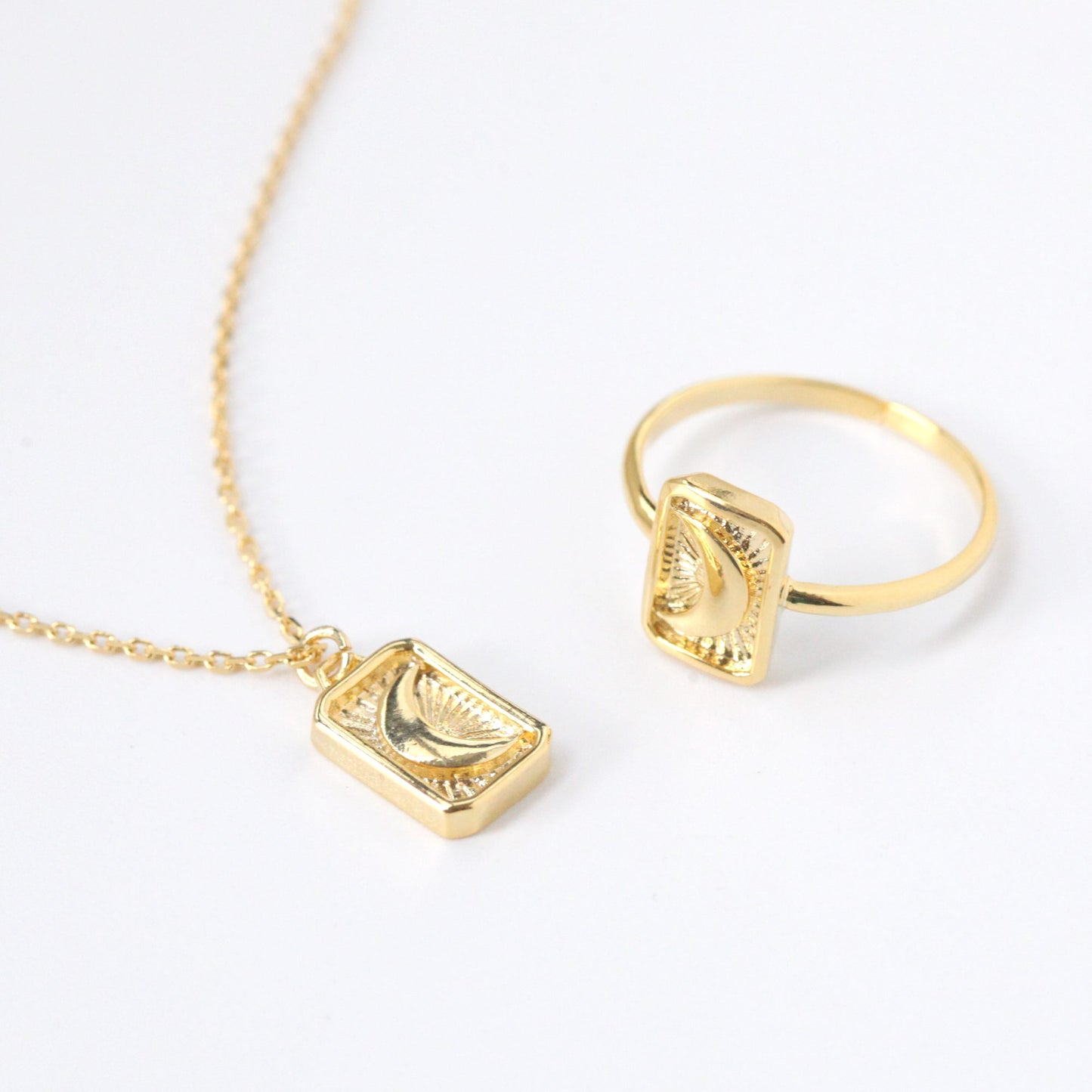 Crescent Moon Square Ring