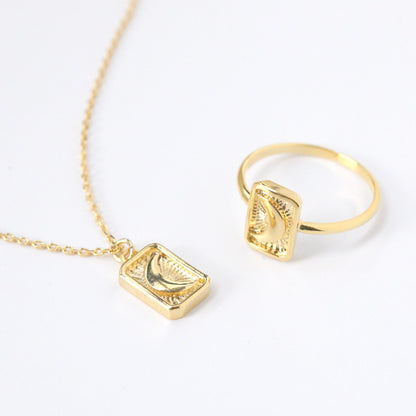 Crescent Moon Square Ring