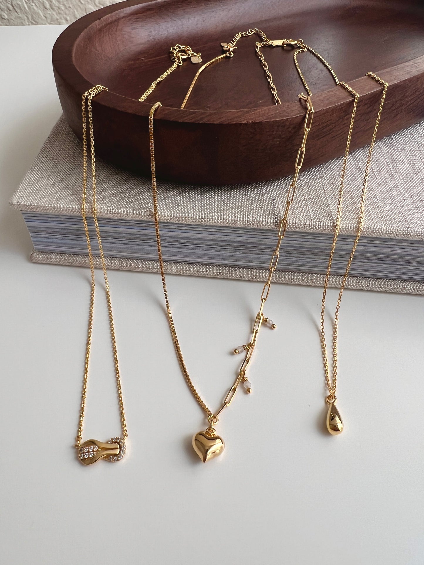 Half Box Chain Half Paperclip Chain Bold Heart Pendant Necklace