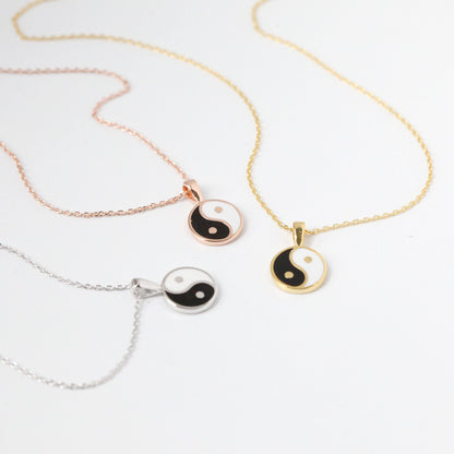 Yin Yang Pendant Black White Necklace