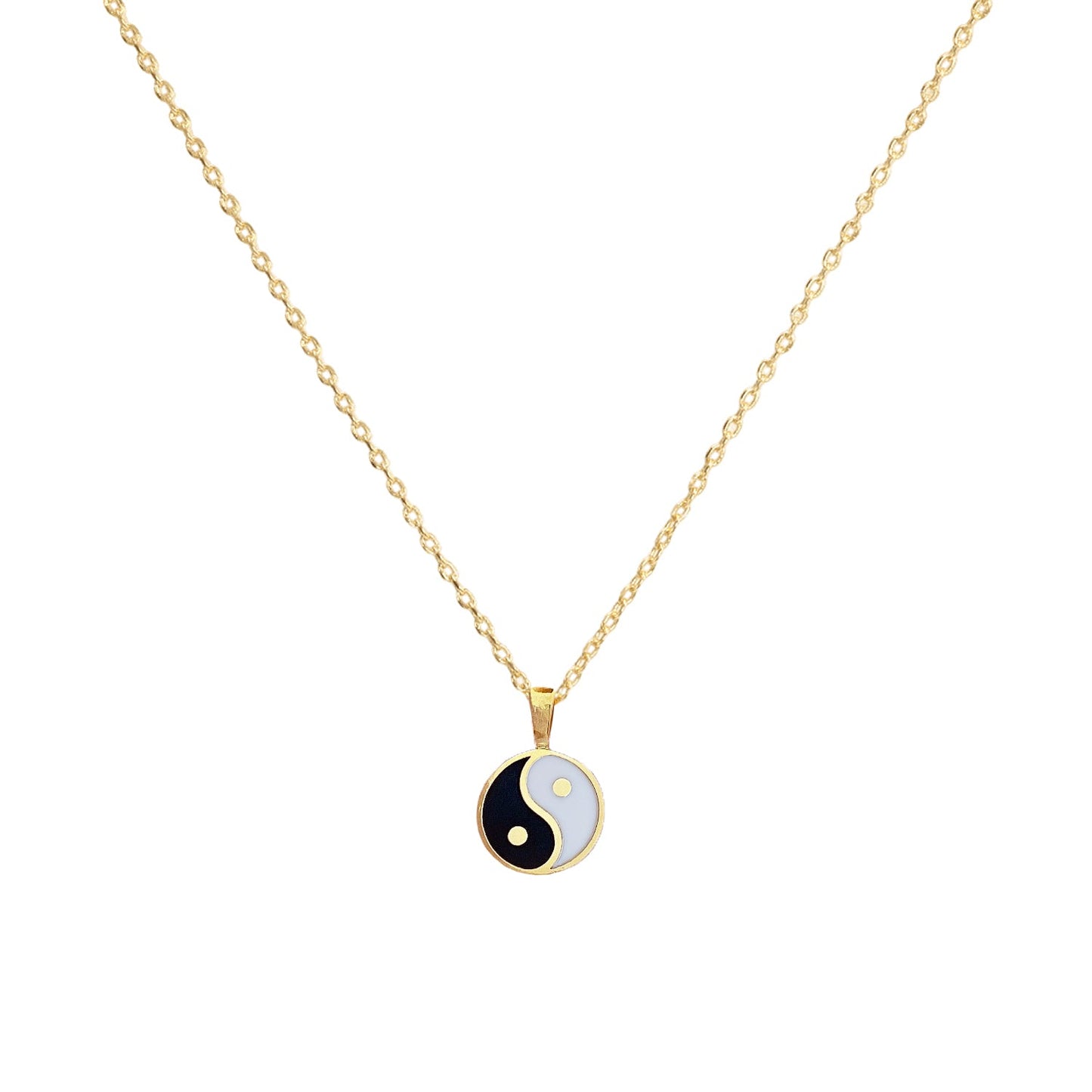 Yin Yang Pendant Black White Necklace