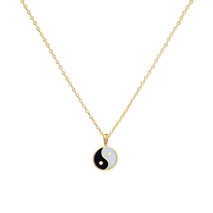Yin Yang Pendant Black White Necklace