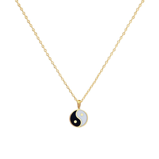 Yin Yang Pendant Black White Necklace