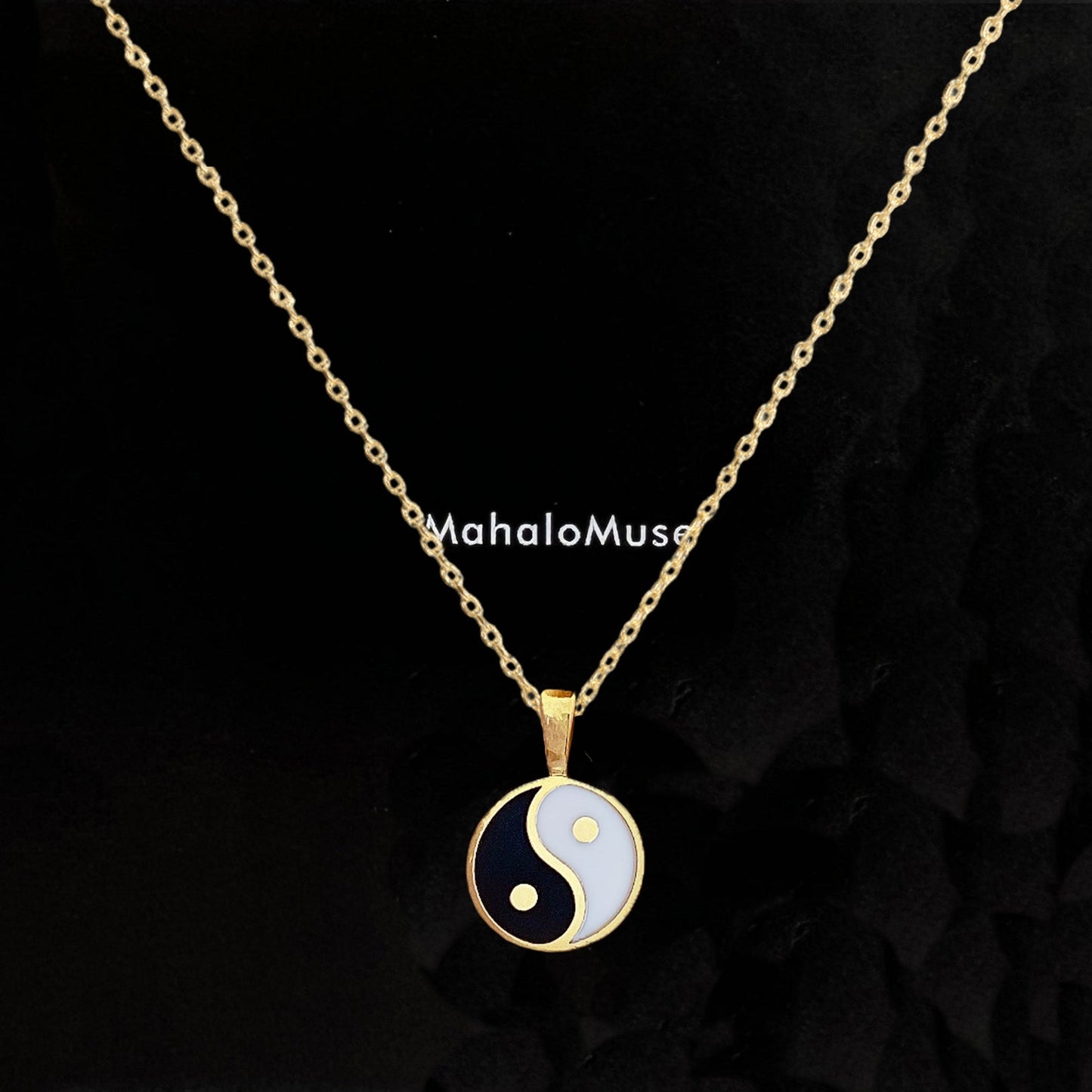 Yin Yang Pendant Black White Necklace