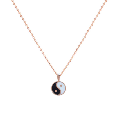 Yin Yang Pendant Black White Necklace