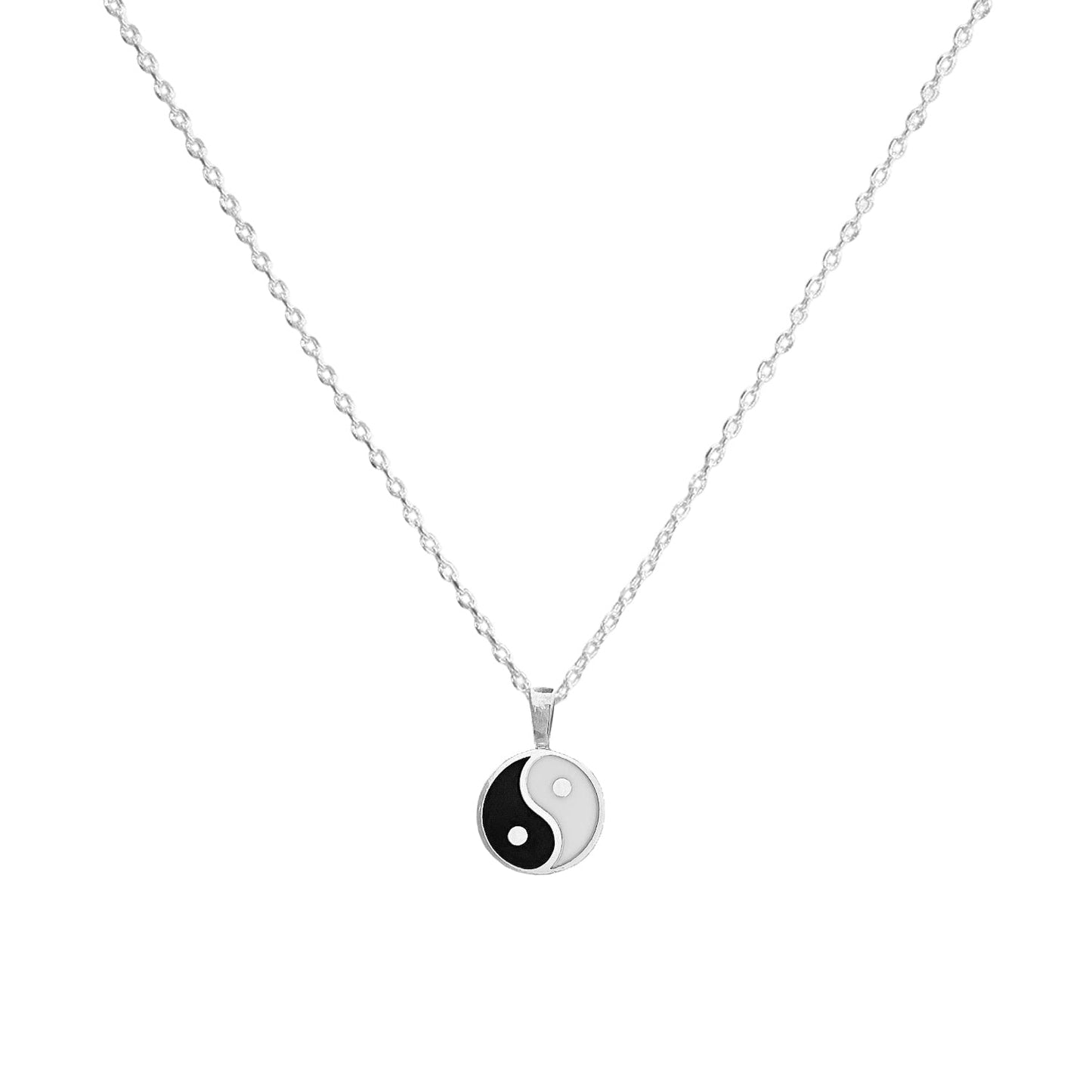 Yin Yang Pendant Black White Necklace