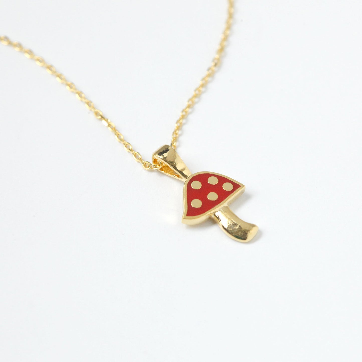 Mushroom Red Pendant Necklace