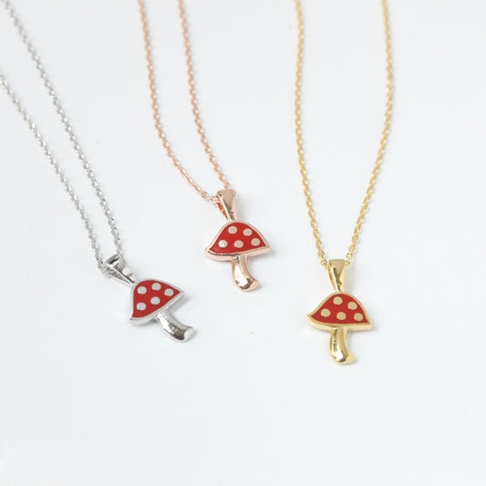 Mushroom Red Pendant Necklace