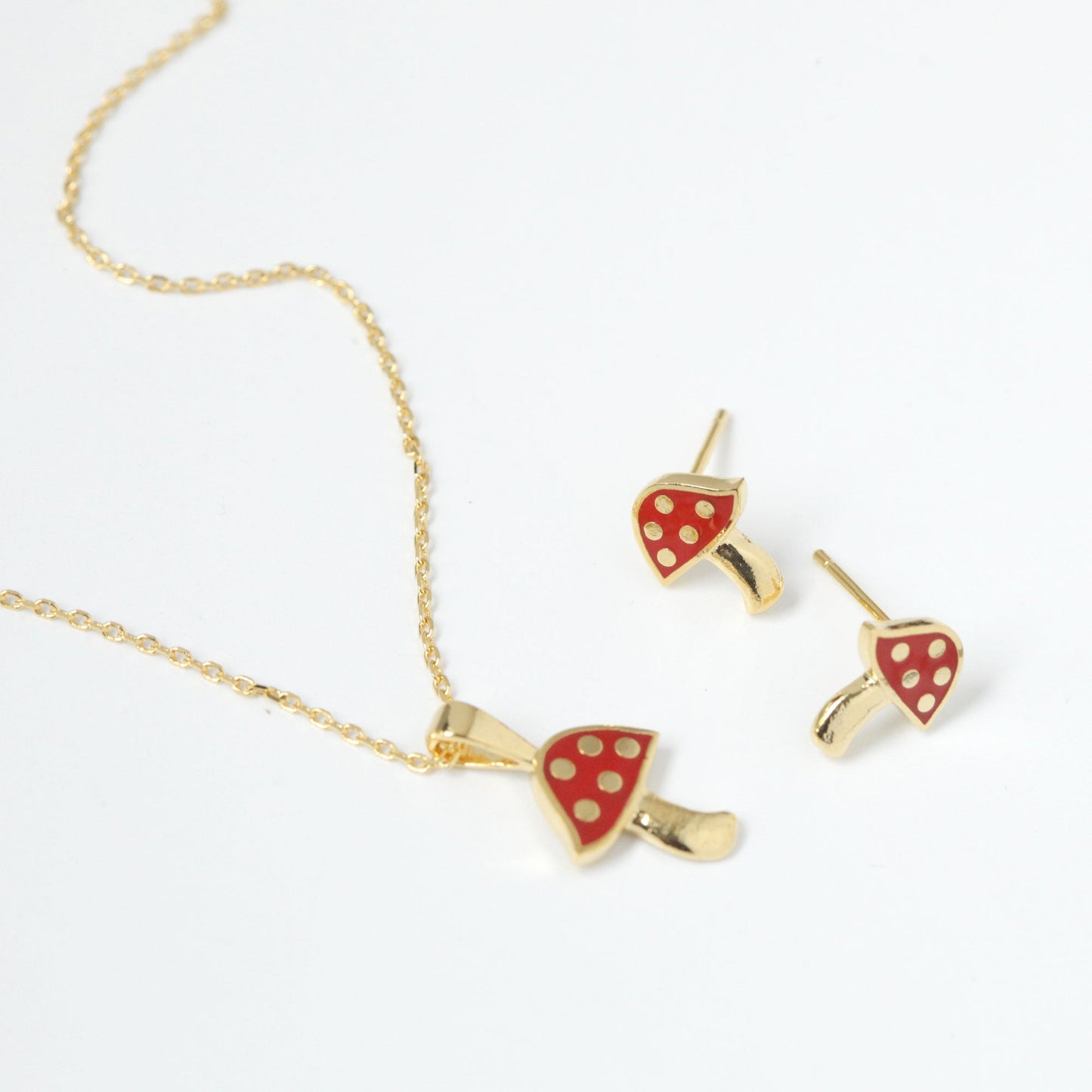 Mushroom Red Pendant Necklace