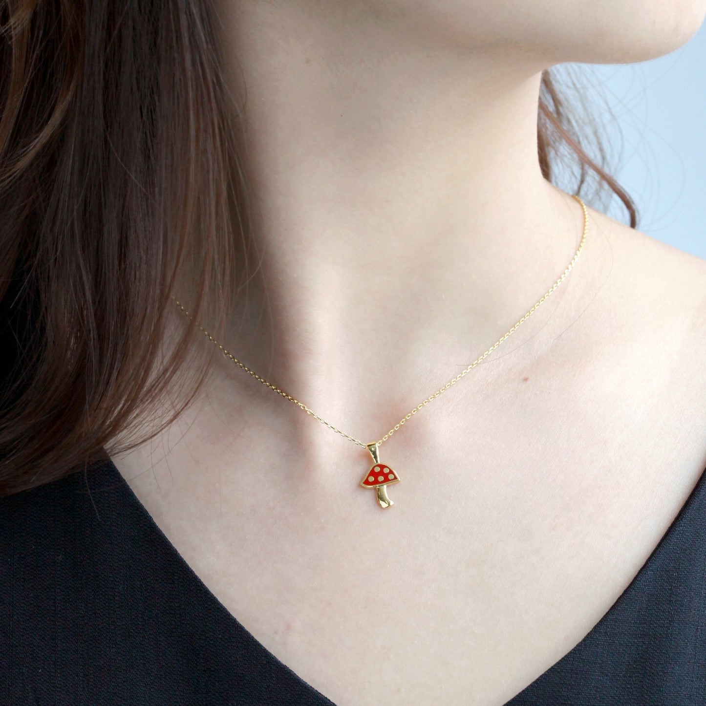 Mushroom Red Pendant Necklace