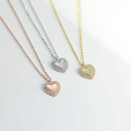 Heart Cubic Zirconia 2 Lines Necklace
