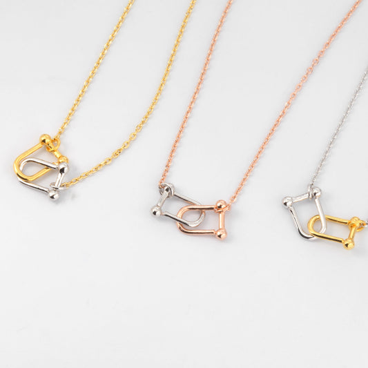 U Shape Link Gold Silver 2 Tone Necklace