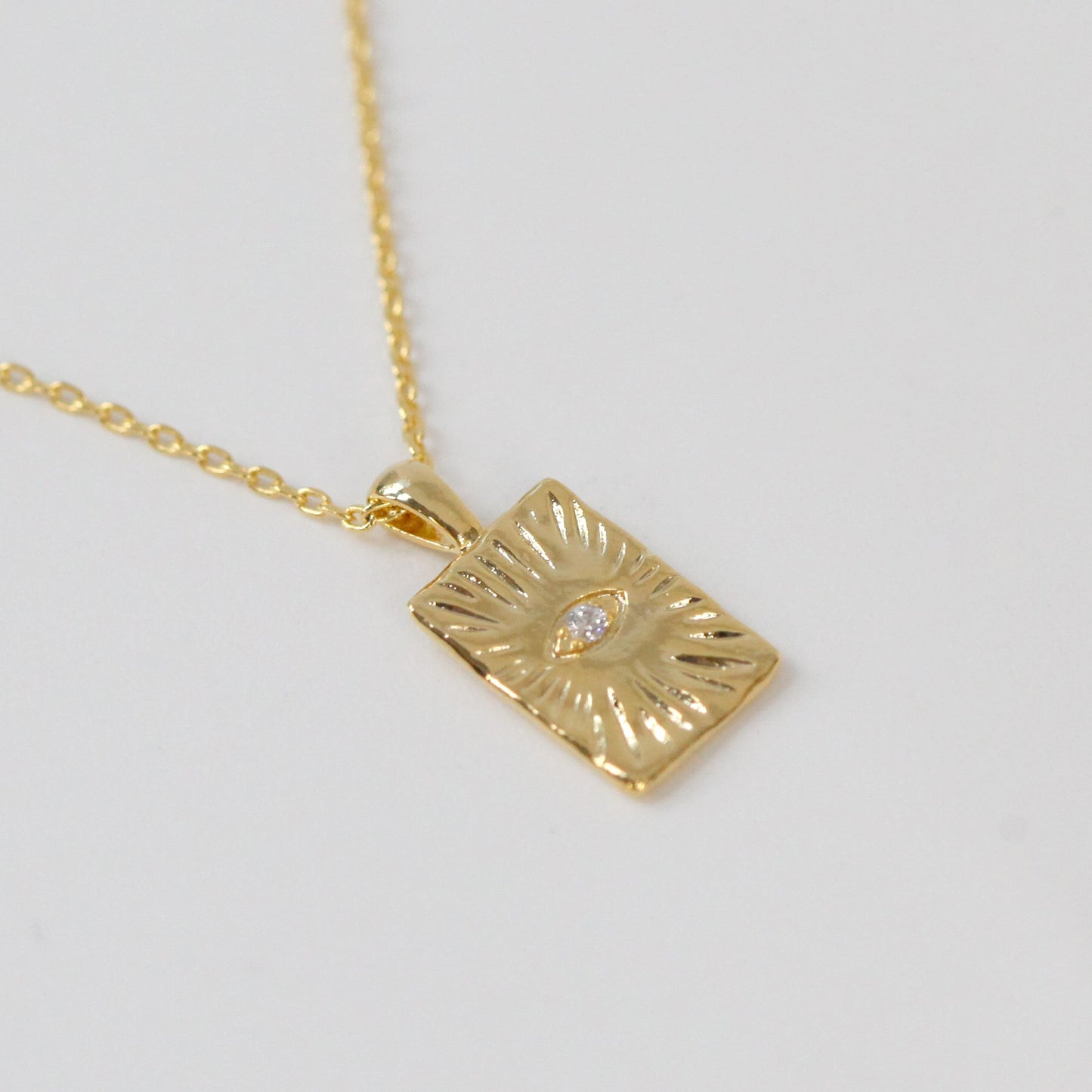 Square Rectangle Charm Hamsa eye Necklace