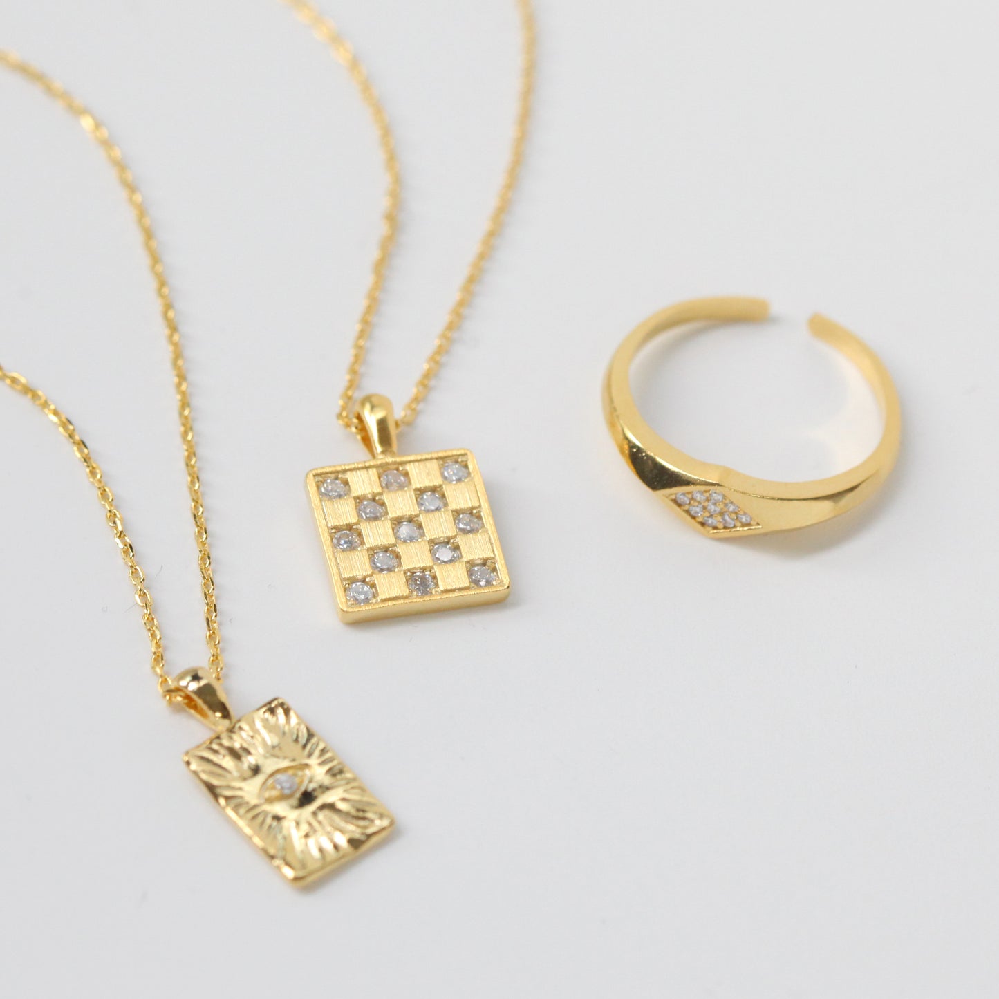 Checkerboard Square CZ Necklace