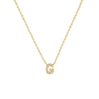 Tiny Initial Cubic Zirconia Pendant Necklace