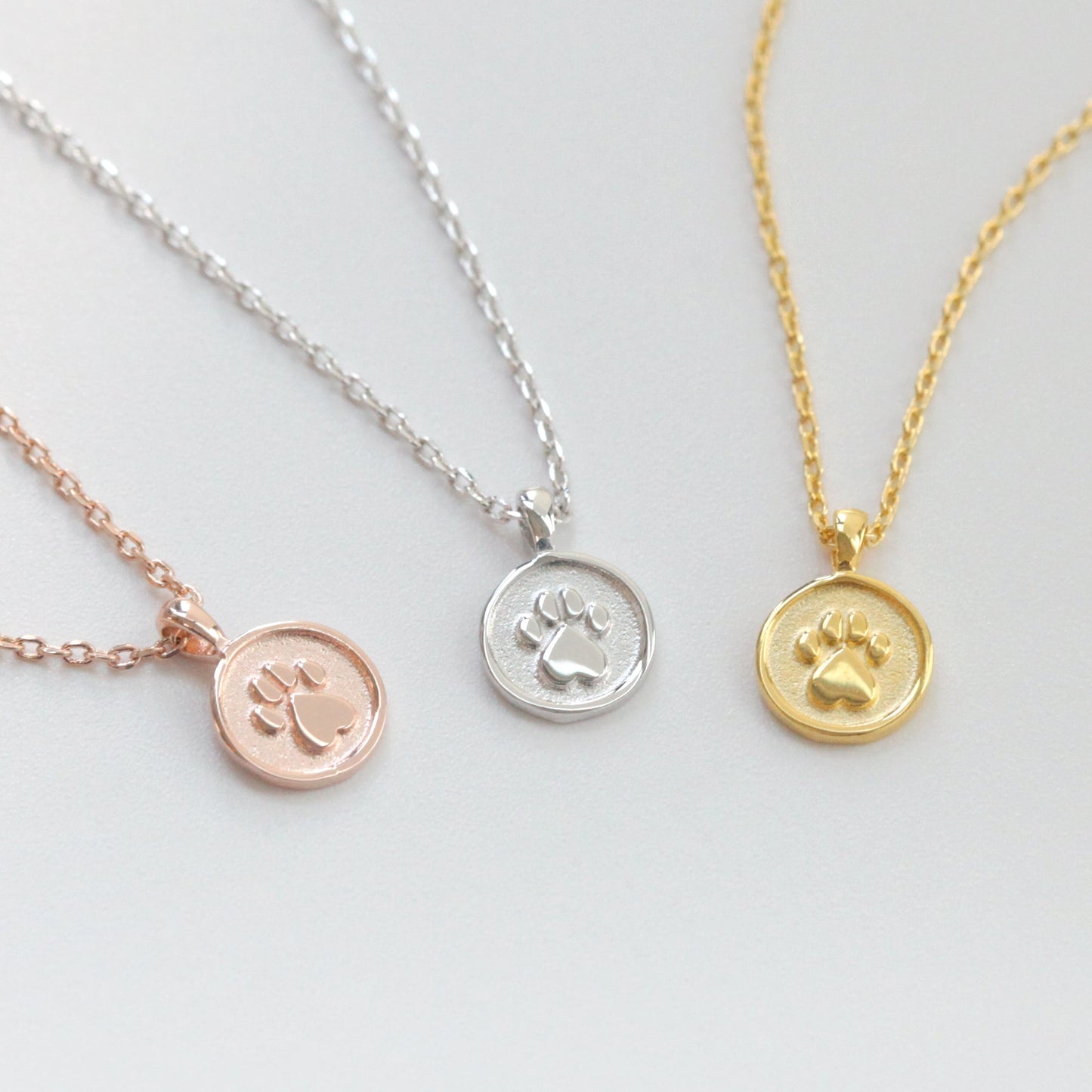 Dog Paw Tiny Small Disk Coin Necklace