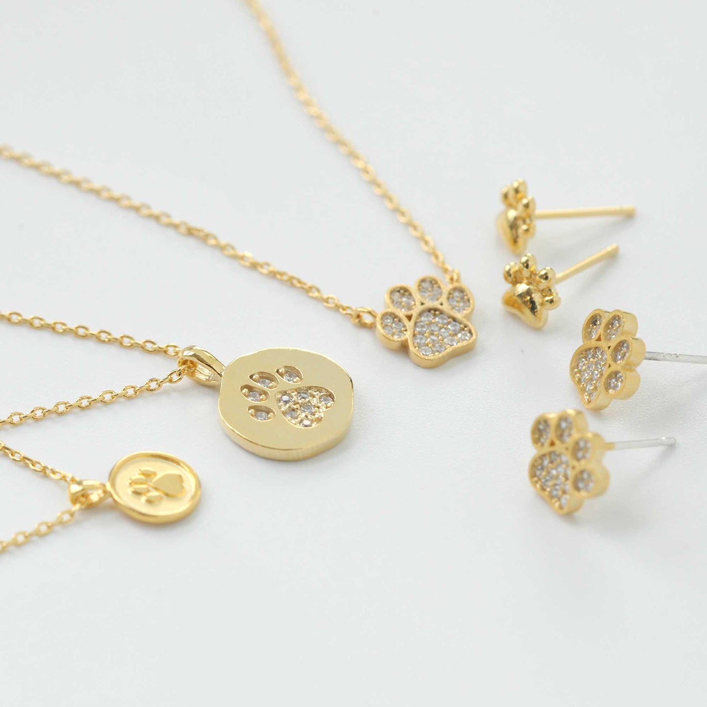Dog Paw Tiny Small Disk Coin Necklace
