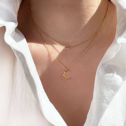 Crescent Moon Layered Set Choker Necklace