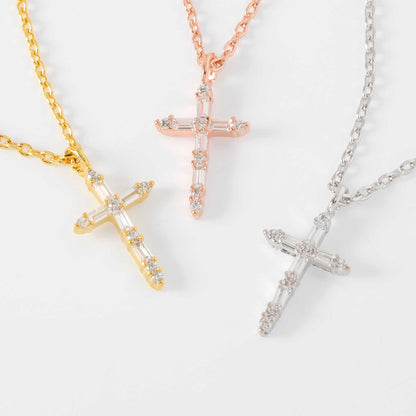 Cross Necklace Mini Cross Cubic Thin Crystal