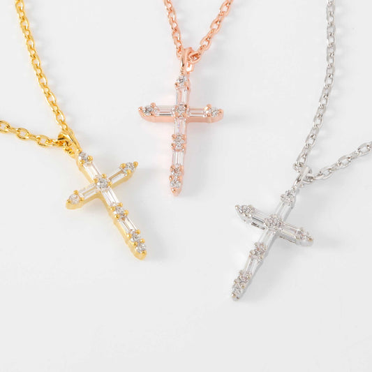Cross Necklace Mini Cross Cubic Thin Crystal