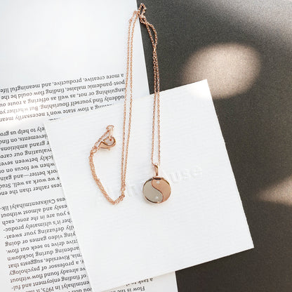 Yin Yang Gold Silver Pendant CZ Necklace