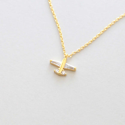 Airplane Charm Cubic Zirconia Necklace