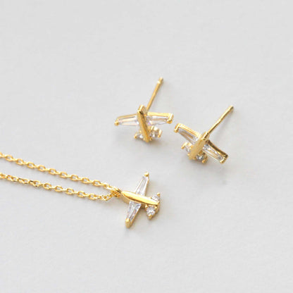 Airplane Charm Cubic Zirconia Necklace