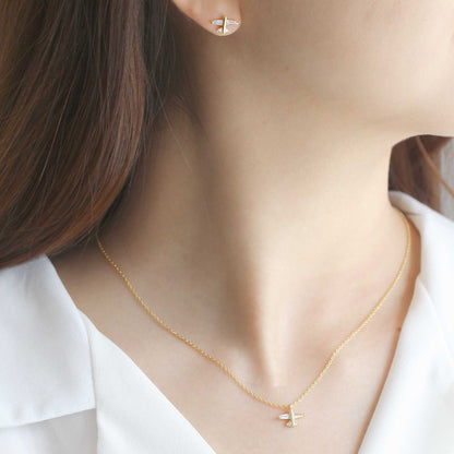 Airplane Charm Cubic Zirconia Necklace